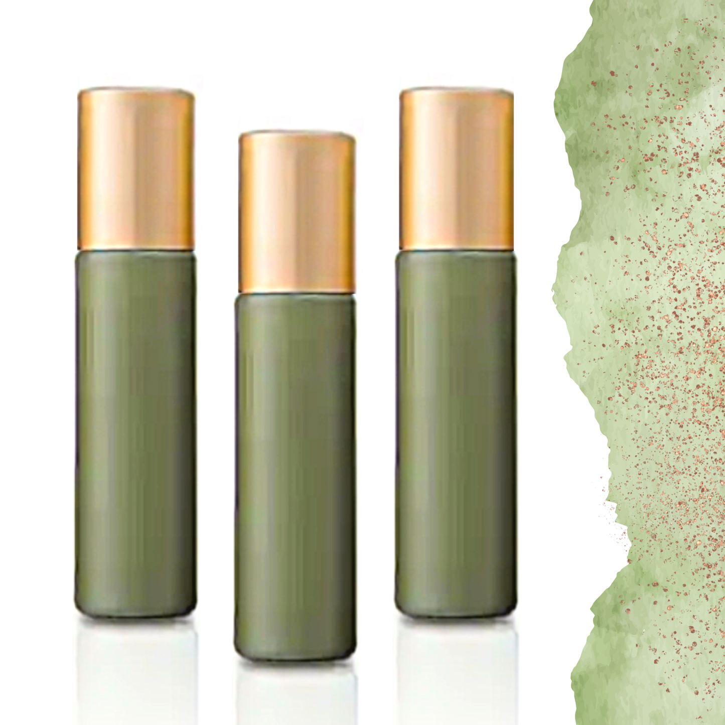 FOREST GREEN Roller Bottle 10 or 5ml Choice of Cap & Roller: Gold Matte / Stainless Steel / 5 ml