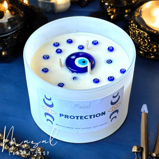 Evil Eye Protection Candle – Ward Off Negative Energy - Spiritual candle for home decor