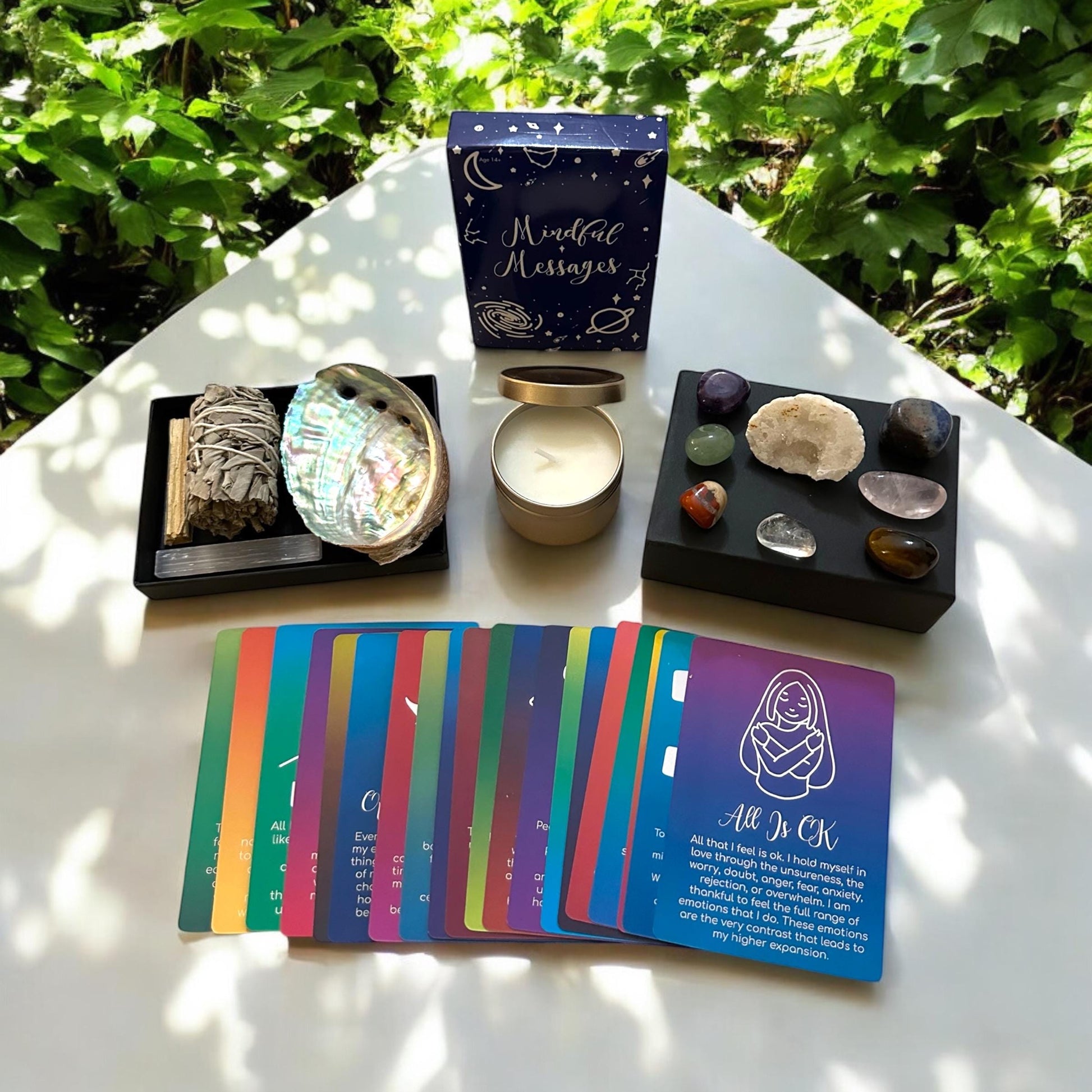 Personalized Mindfulness Gift Set – Chakra Stones, Custom Candle, Sage Bundle & More for Meditation Relaxation and Reflection