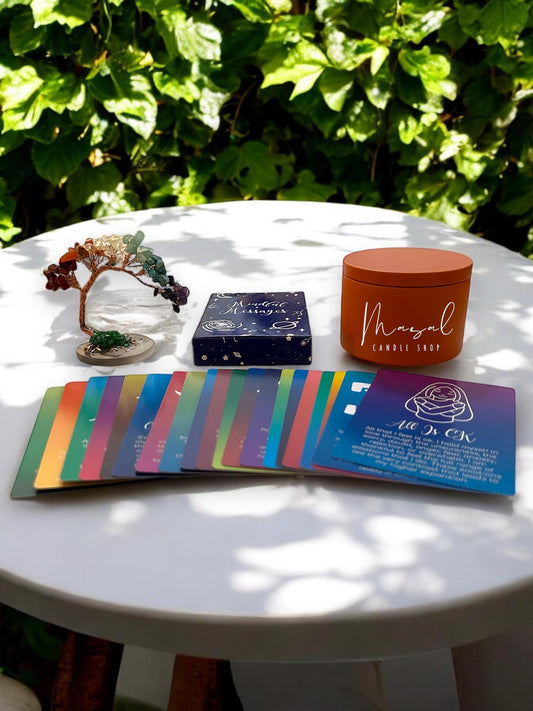 Mindfulness Gift Set | Chakra stones money tree custom Candle , Affirmation Cards | Self-Care & Relaxation Box for Meditation