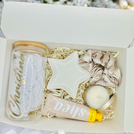 Luxury Spa Gift Box for Women – Personalized Name Tumbler, Candle & Skincare – Birthday, Bridesmaid, Self-Care, or anniversary Gift for Her