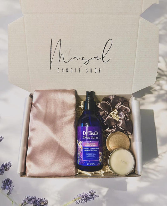 Luxury Sleep & Relaxation Gift Box | Lavender Self-Care Kit | Satin Pillowcase, Sleep Spray, Candle | Spa Gift for Women | Birthday,Get Well